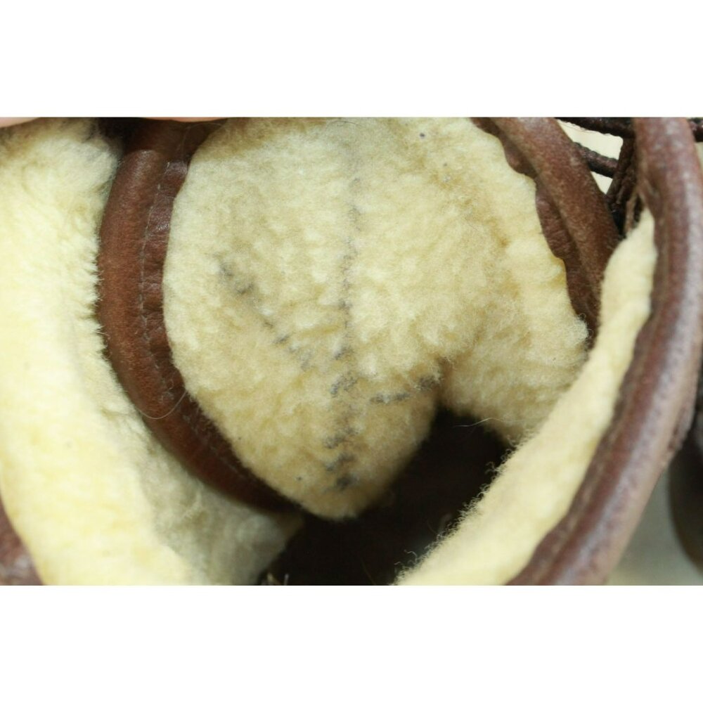 LL Bean Brown Leather Lace Up Insulated Shearling Lined Mid Calf Duck Boots 8 M - Picture 8 of 10